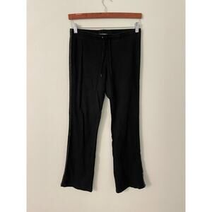 Vintage Vital Womens Track Pants Medium Black Flare Leg Drawstring 90s Y2K READ